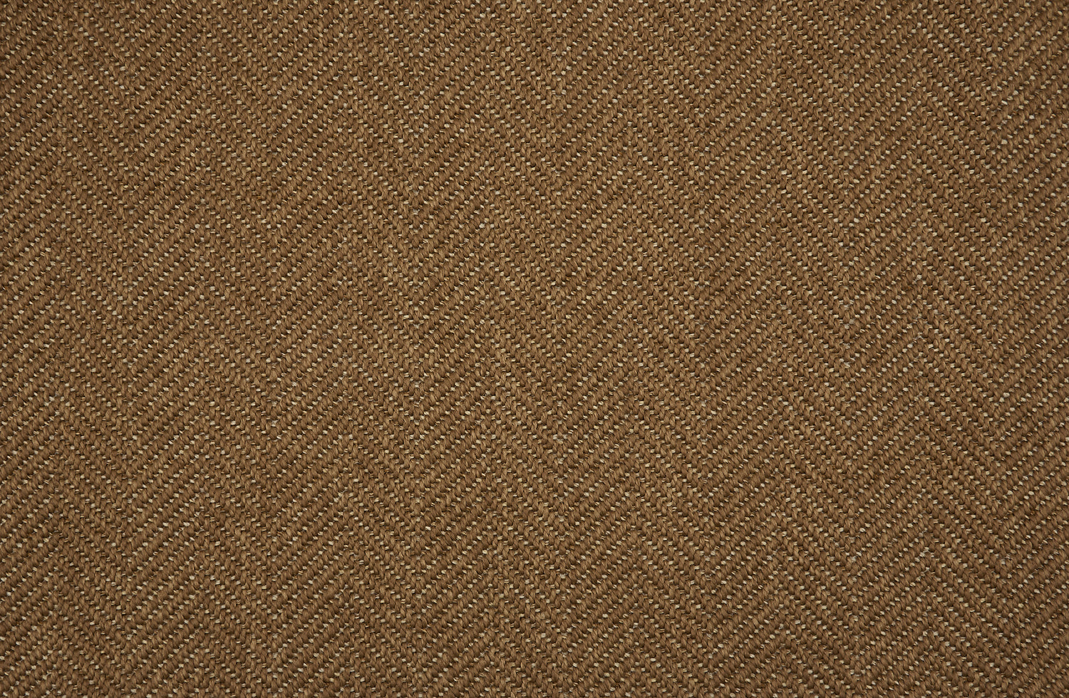 Textural performance broadloom carpet in herringbone design in brown.