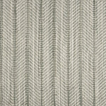 Broadloom carpet in a striated herringbone stripe in cream and muted green. 