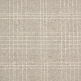 Broadloom carpet with windowpane plaid pattern in cream on a field of pale grey. 
