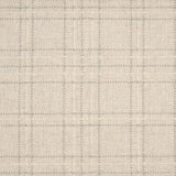 Broadloom carpet with windowpane plaid pattern in white and grey on a field of cream