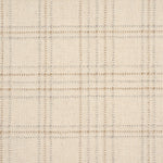 Broadloom carpet with windowpane plaid pattern in grey and tan on a field of cream