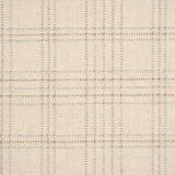Broadloom carpet with windowpane plaid pattern in grey and tan on a field of cream