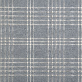 Broadloom carpet with windowpane plaid pattern in white  and grey on a field of cool blue.