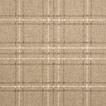 Broadloom carpet with windowpane plaid pattern in brown and white on a field of taupe. 