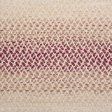 Textural broadloom with an ombré stripe in red and beige. 