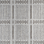 Broadloom carpet in check pattern in shades of brown with cream. 