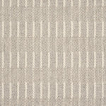 Broadloom carpet sample with a textural stripe in ivory on grey.
