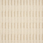 Broadloom carpet sample with a textural stripe in tan on ivory.