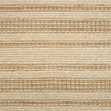 Broadloom carpet in beige with brown stripes.