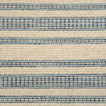 Broadloom carpet in cream with blue stripes.