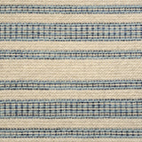 Broadloom carpet in cream with blue stripes.