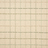 Broadloom carpet with a window pane plaid pattern in shades of green on a cream field. 