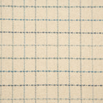 Broadloom carpet with window pane plaid in shades of blue on a cream field. 