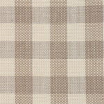 Handwoven fabric in a window pane check in cream and taupe.