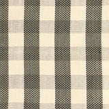 Detail of a hand-woven cotton fabric in soft cream in a plaid windowpane patter in cream, brown, teal and taupe.