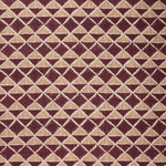 Fabric with a geometric pattern of triangles in wine purple and brown.