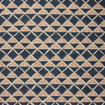 Fabric with a geometric pattern of triangles in wine navy blue and brown.