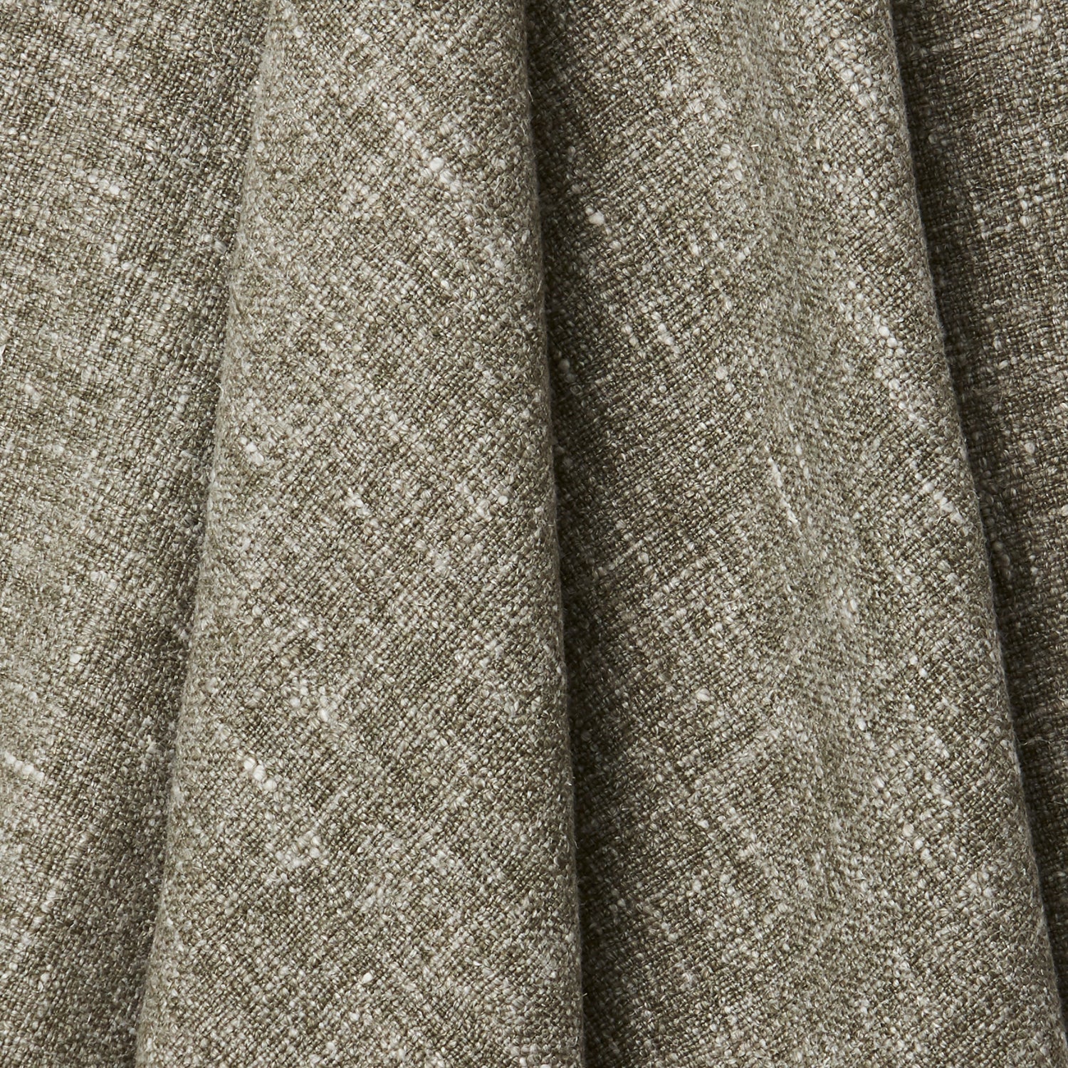 A draped swatch of blended linen fabric in a mottled brown color.