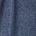 A draped swatch of blended linen fabric in a solid navy color.