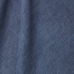 A draped swatch of blended linen fabric in a solid navy color.