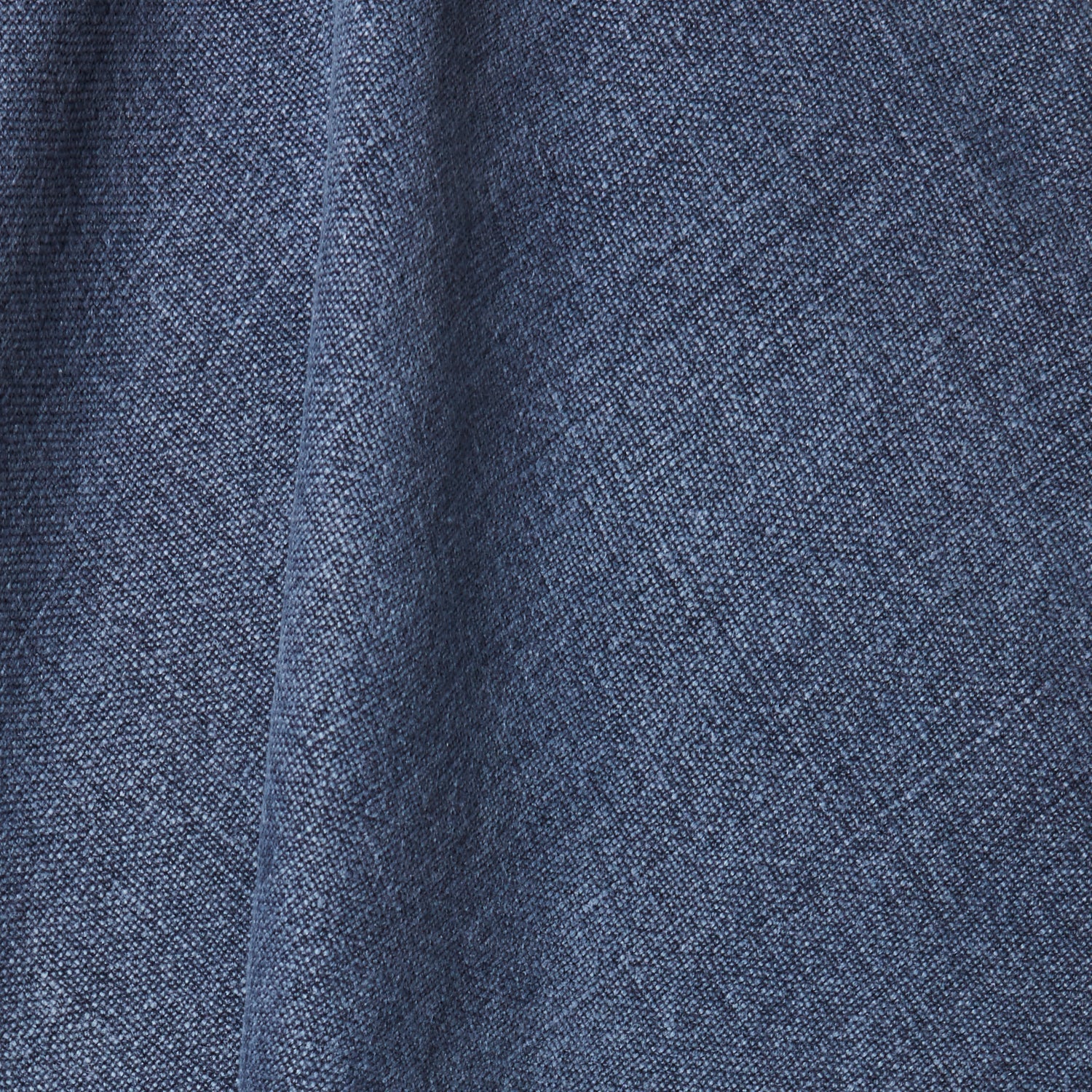 A draped swatch of blended linen fabric in a solid navy color.