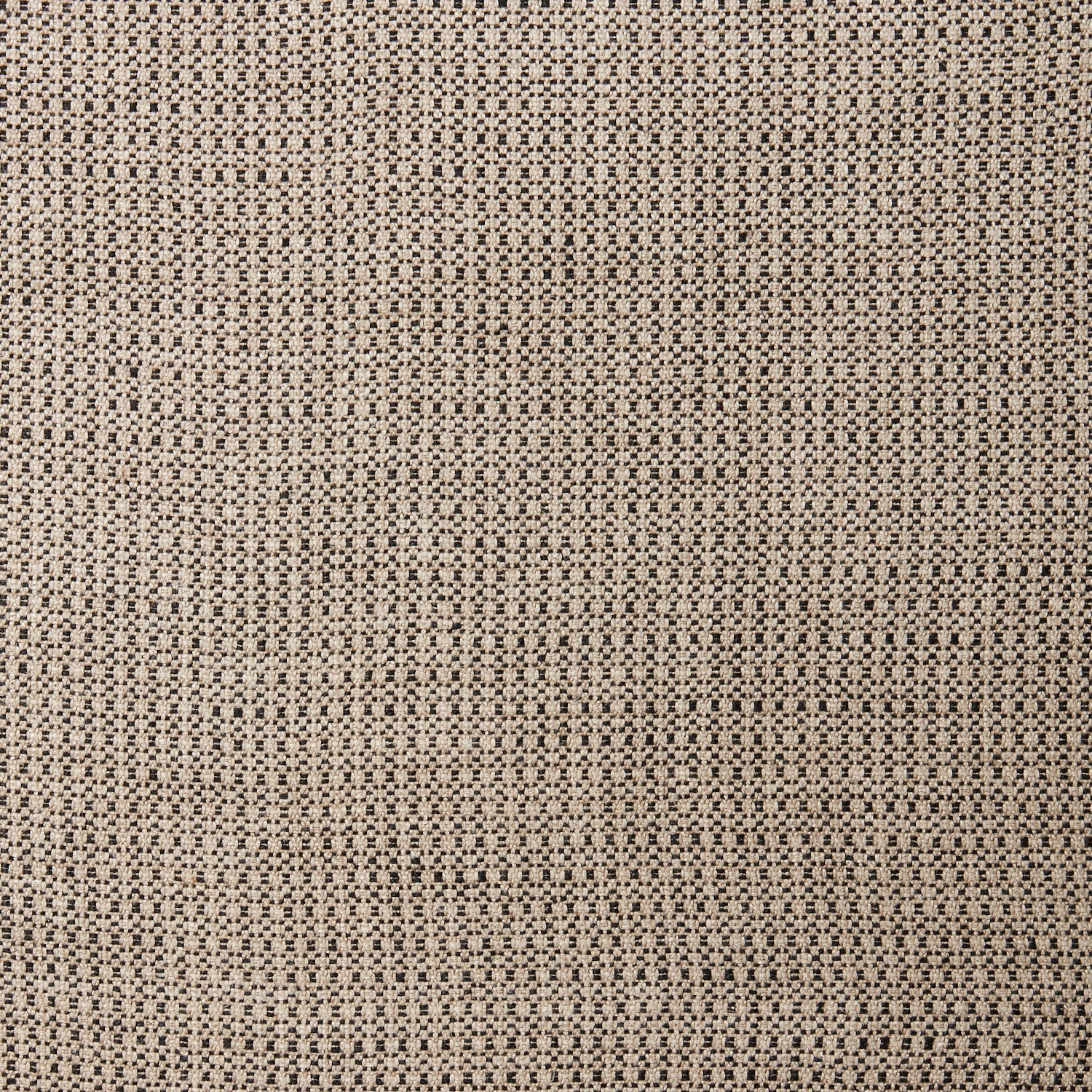 A swatch of linen fabric in a small-scale dotted pattern in tan and dark brown.