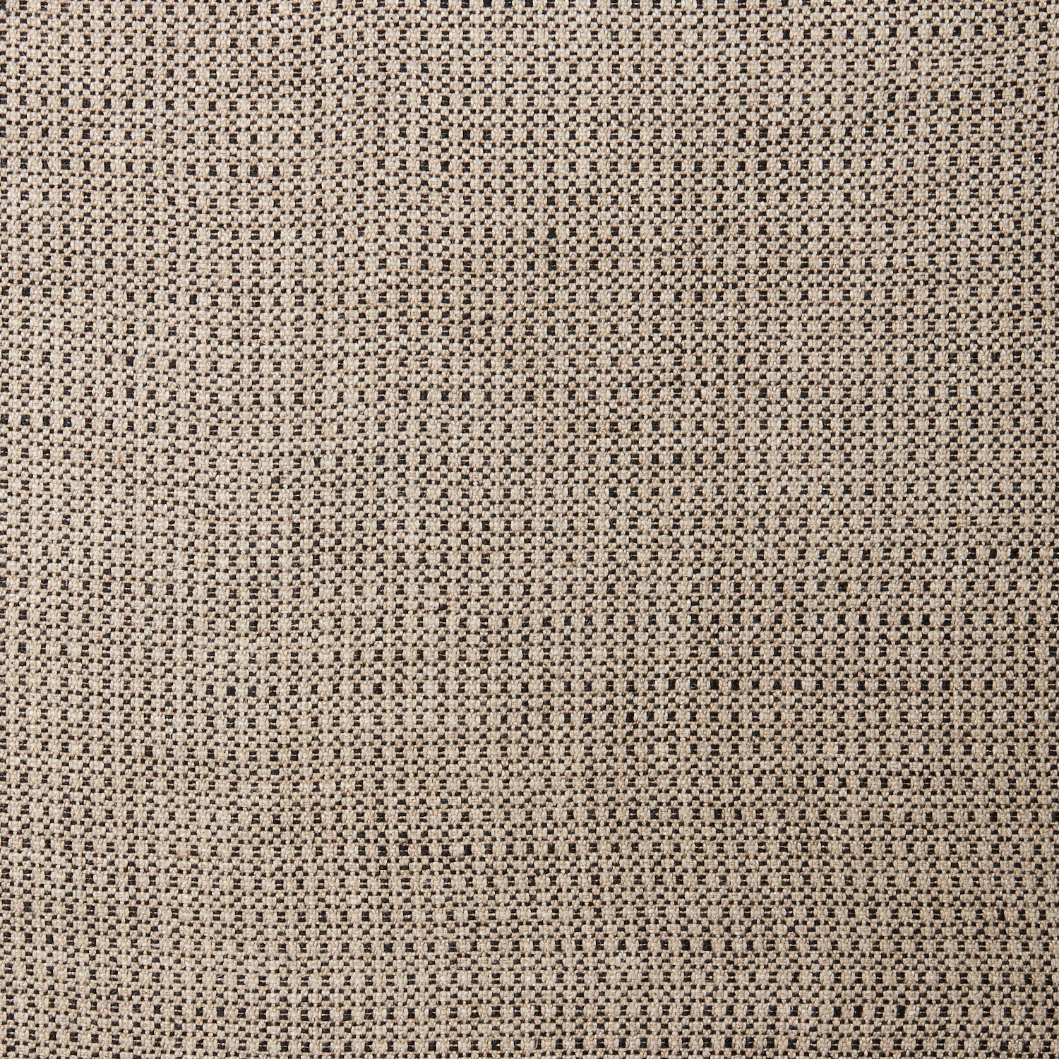 A swatch of linen fabric in a small-scale dotted pattern in tan and dark brown.