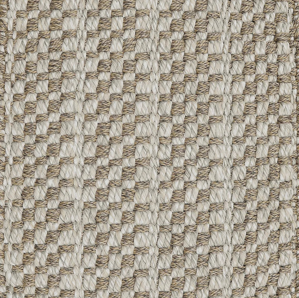  Broadloom carpet in a small scale plaid in ivory and natural taupe.