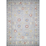 Decorative rug with floral patterns on a light blue background