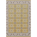 Decorative rug with a geometric pattern on a white background