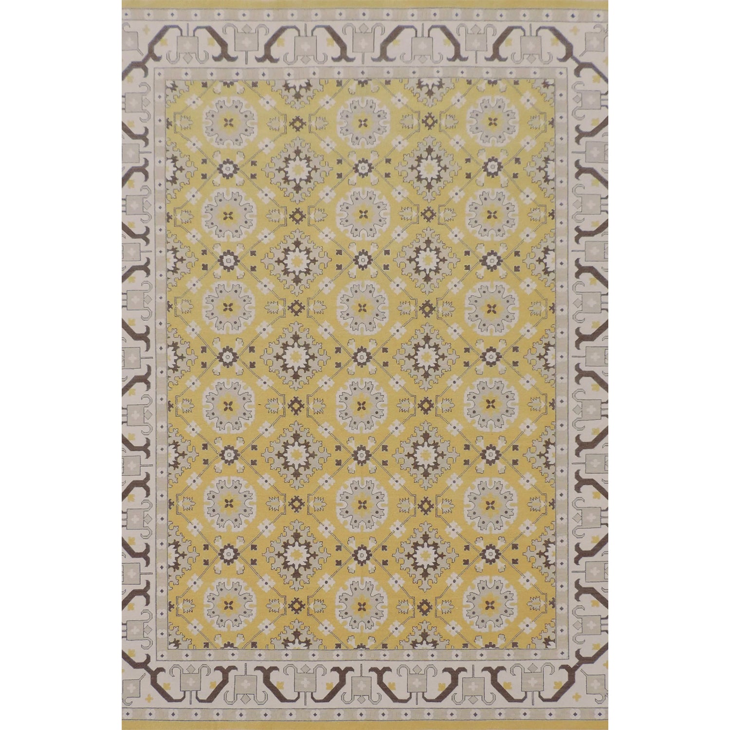 Decorative rug with a geometric pattern on a white background