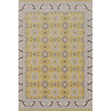 Decorative rug with a geometric pattern on a white background