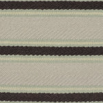 Handmade rug with stripes in mint green, cream and brown.