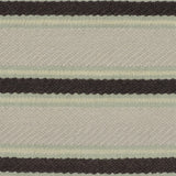 Handmade rug with stripes in mint green, cream and brown.