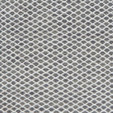 Flatweave rug with small scale lattice in white with charcoal grey field. 