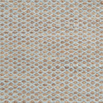 Flatweave rug with small scale lattice in light blue with tan field. 