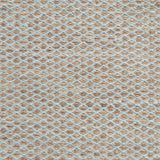 Flatweave rug with small scale lattice in light blue with tan field. 