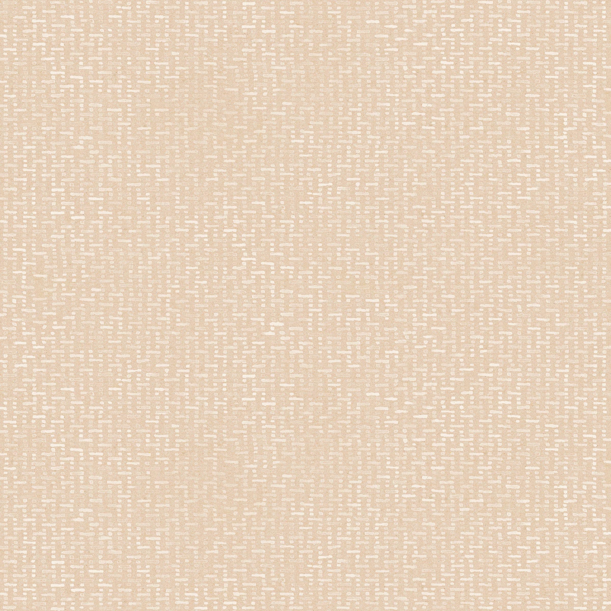 Detail of wallpaper in a small-scale grid pattern in shades of cream and tan.