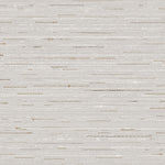 Detail of wallpaper in a textural striped pattern in shades of gray, white and tan.