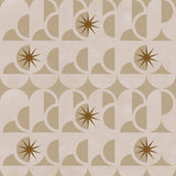 Curvilinear art deco inspired pattern in taupe, beige and brown.