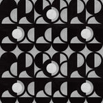 Curvilinear art deco inspired pattern in black, grey and white.