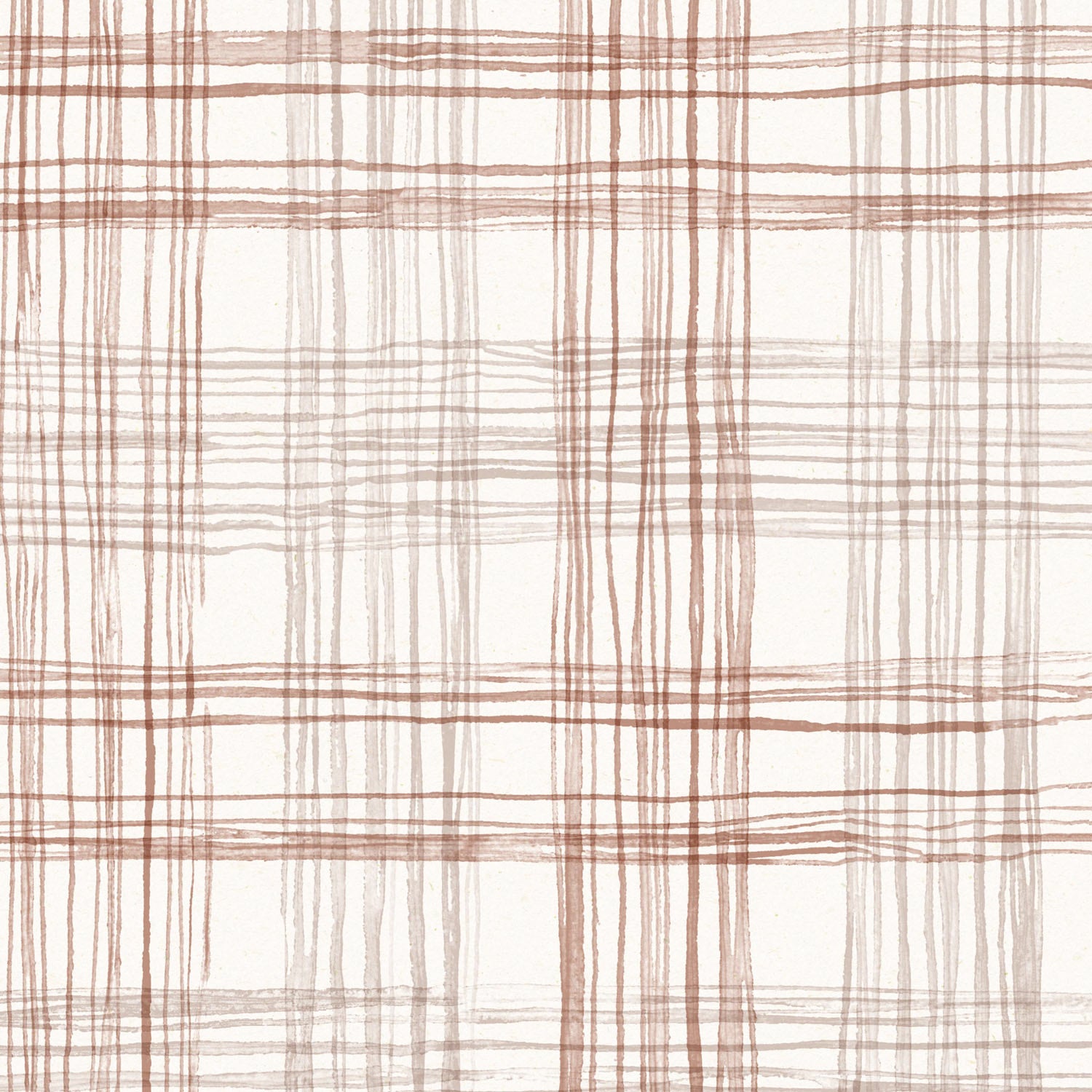 Detail of Wallpaper with watercolor plaid pattern in shades of rust brown. 