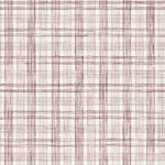 Fabric with watercolor plaid pattern in shades of wine red.
