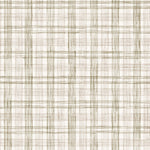 Fabric with watercolor plaid pattern in shades of olive brown.