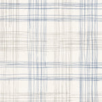 Detail of wallpaper with watercolor plaid pattern in shades of light blue. 