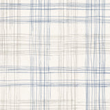Detail of wallpaper with watercolor plaid pattern in shades of light blue. 