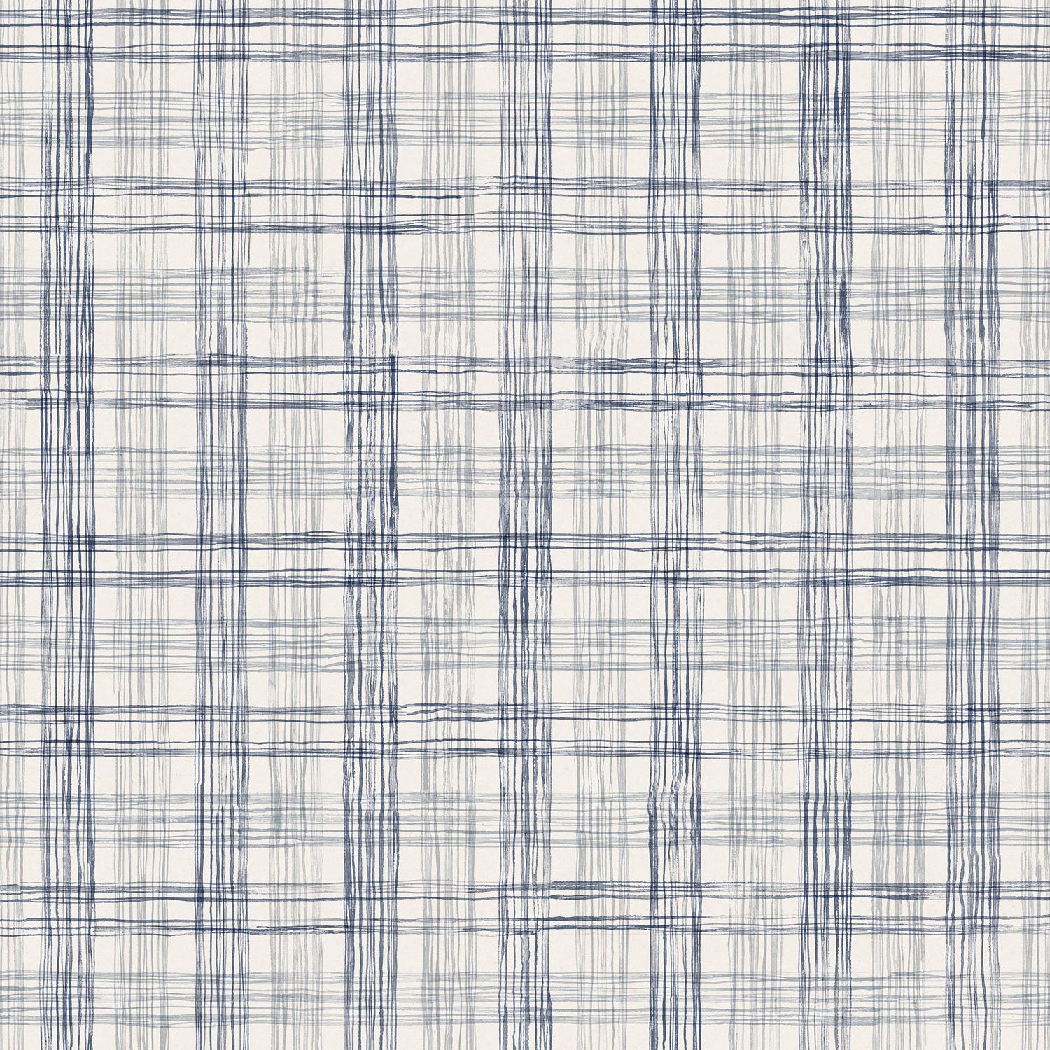 Fabric with watercolor plaid pattern in shades of blue. 