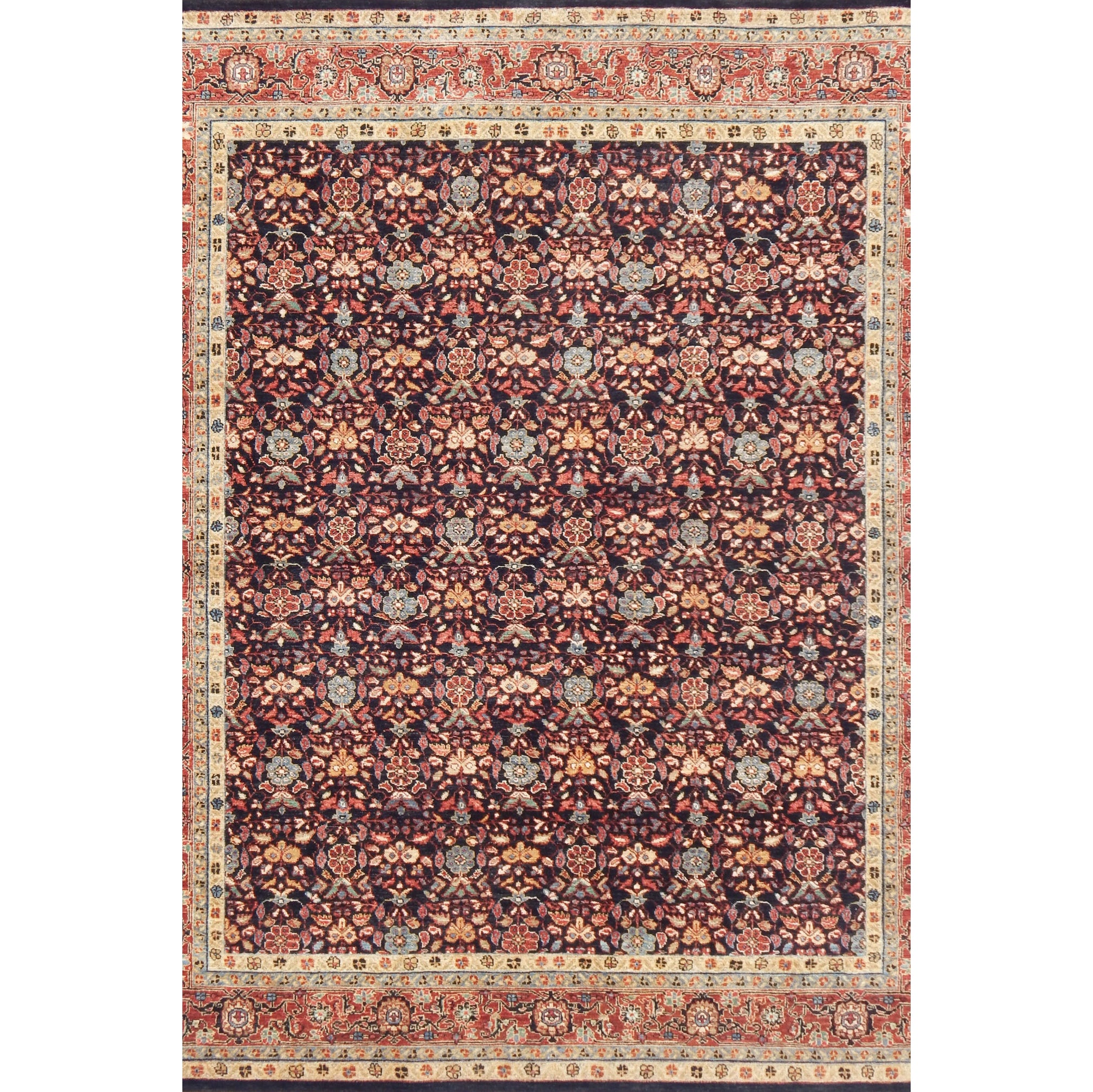 Decorative rug with intricate pattern on a white background
