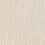 Fabric with hand drawn ticking stripe in olive green and brown on white. 