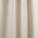Draped fabric with hand drawn ticking stripe in olive green and brown on white. 